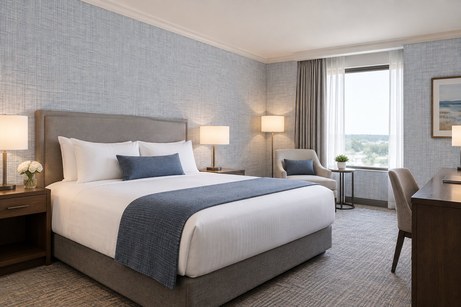Bet Din commercial wallcovering in a hotel guest room